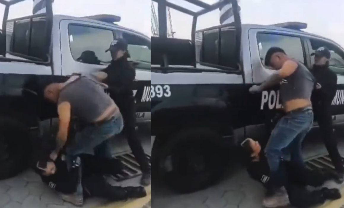 hombre-golpea-mujer-policia-cholula-puebla