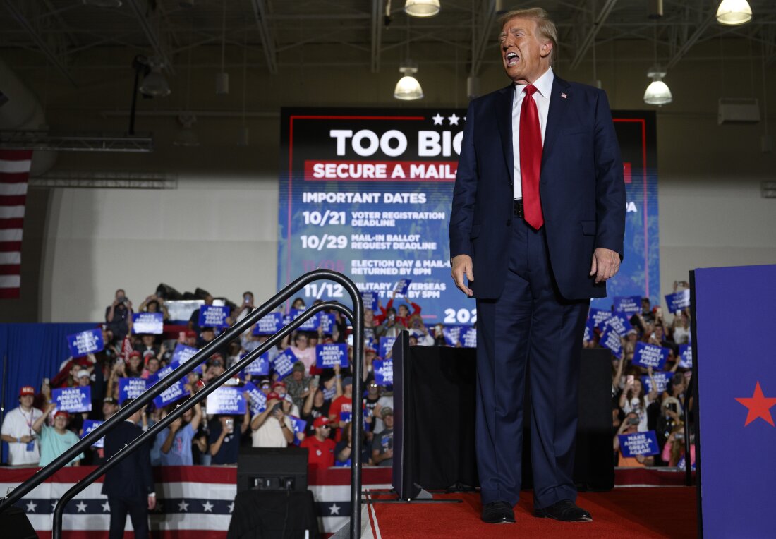Republican Presidential Candidate Former President Donald Trump Holds Rally In Erie, Pennsylvania